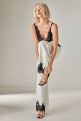 Embroidered Contrast Lace Tailored Pants