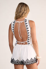 Cotton Embroidered Scallop Hem Shorts