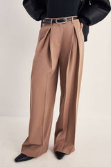 Double Pleated Wide Leg Tailored Pants