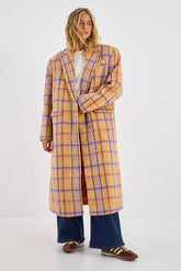 Multi Check Single Breasted Tailored Coat