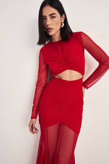 Mesh Cut Out Maxi Dress