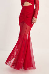 Mesh Cut Out Maxi Dress