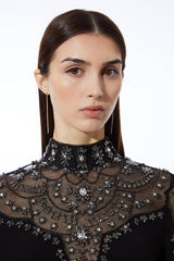 Premium Crystal Embellished Woven Maxi Dress