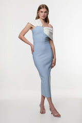 Figure Form Bandage Asymmetric Strap Knit Midi Dress