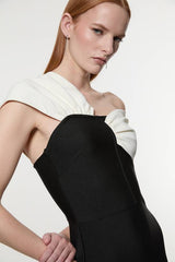 Figure Form Bandage Asymmetric Strap Knit Midi Dress