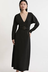 Ponte Belted Maxi Dress