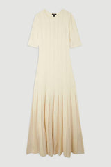 Petite Viscose Blend Filament Full Skirt Knit Short Sleeve Midi Dress