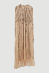 Premium Embellished Cape Maxi Dress
