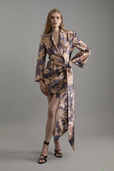 Metallic Floral Tailored Blazer Mini Dress