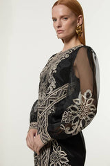 Embroidered Organdie Balloon Woven Mini Dress