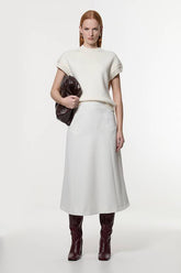 Tailored Textured Full Midi Skirt