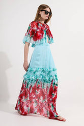 Floral Pleat Detail Woven Maxi Dress