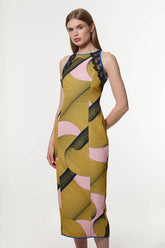 Amelia Graham Printed Cady Lace Detail Woven Midi Dress