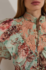 Tall Floral Applique Lace Mini Dress