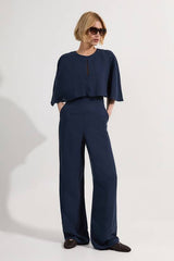 Premium Tailored Linen Drama Cape Jumpsuit