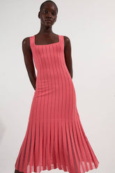 Compact Stretch Square Neck Knitted Flippy Dress