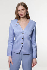 Premium Viscose Linen Tailored Darted Single Breasted Jacket
