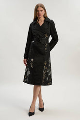 Printed Jacquard Trench Mix Coat