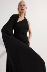 Soft Tailored Cape Sleeve Maxi Dress