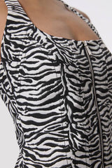 Zebra Jacquard Tailored Zip Through Pencil Midi Dress