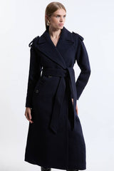 Wool Tailored Belted Midi Coat