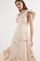 Petite Cotton Applique Bardot Woven Maxi Dress