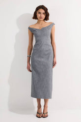 Tailored Marl Strappy Pencil Maxi Dress