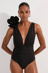 Flower Corsage Plunge Swimsuit