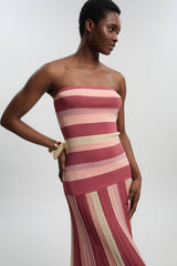 Striped Bardot Knit Maxi Dress