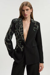 Crystal Embellished Tailored Single Breasted Blazer