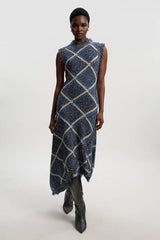 Tweed Yarn Fringe Trim Knitted Dress