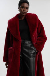 Petite Faux Fur Buttoned Midi Coat
