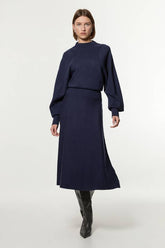 Tall Wool Look Rounded Sleeve Knit Midi Dress
