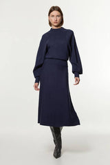 Tall Wool Look Rounded Sleeve Knit Midi Dress