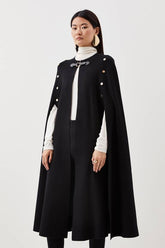 Viscose Blend Military Knit Longline Cape