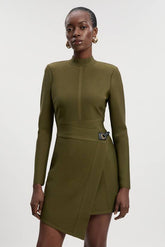 Figure Form Bandage Asymmetric Knit Mini Dress