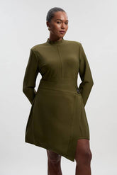 Plus Size Figure Form Bandage Asymmetric Knit Mini Dress