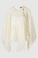 Devoure Flared Sleeve Woven Blouse With Trim Detail