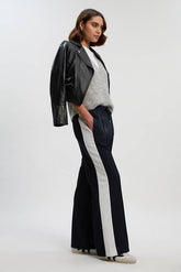 Tall Twill Contrast Woven Wide Leg Trousers