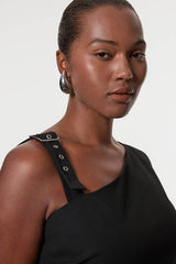 Plus Size Tailored Asymmetric Neck Strappy Detail Dress