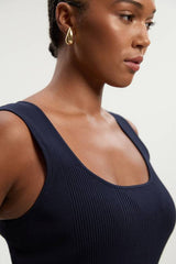 Plus Size Viscose Blend Rib Knit Square Neck Vest