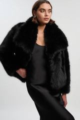 Textured Faux Fur Short Coat
