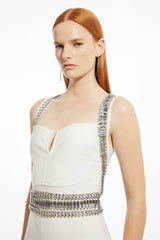 Bandage Figure Form Knit Embellished Maxi Dress
