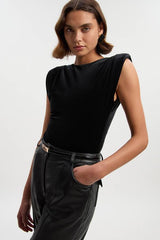 Stretch Velvet Strong Shoulder Bodysuit