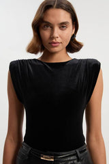 Stretch Velvet Strong Shoulder Bodysuit