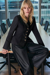Faux Leather Barrel Leg Trouser