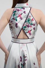 Scattered Floral Twill Collared Woven Maxi Dress
