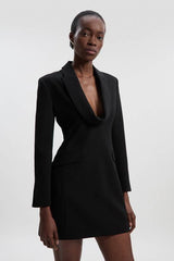 Polished Tailored Cowl Neck Blazer Mini Dress