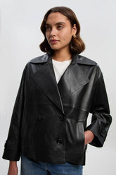 Leather Button Jacket