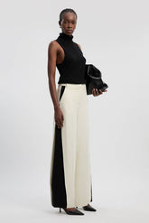 Compact Stretch Contrast Colour Tailored Wide Leg Trouser